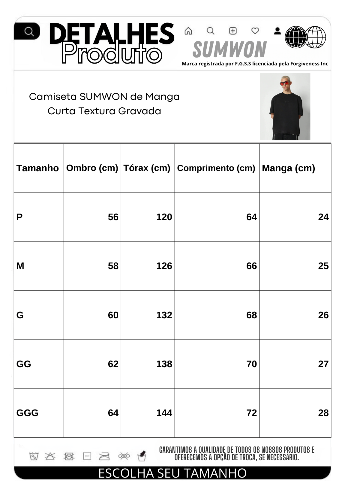 Camiseta de Manga Curta Textura Gravada