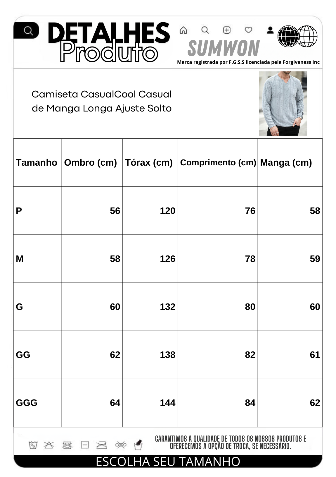 Camiseta CasualCool Casual de Manga Longa Ajuste Solto