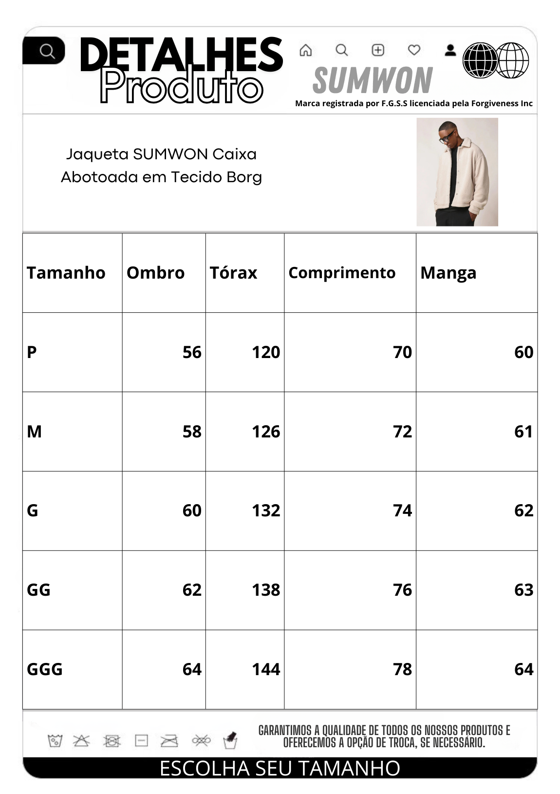 Jaqueta Caixa Abotoada em Tecido Borg