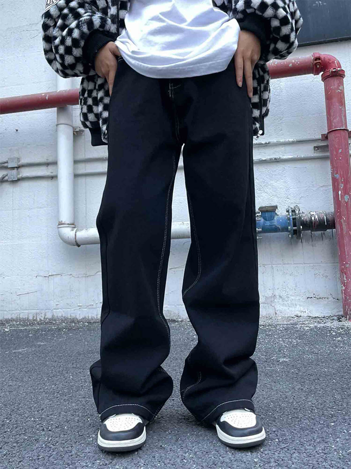 Calça Solid Color Casual Jeans Red