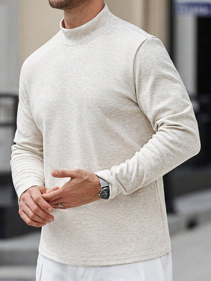 Camiseta CasualCool Luxury de Manga Longa com Gola em Pé