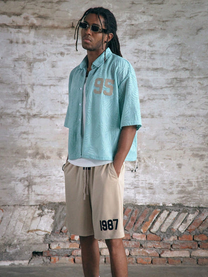 Camisa StreetEZ Manga Curta com Jacquard de Folhas Tricotada