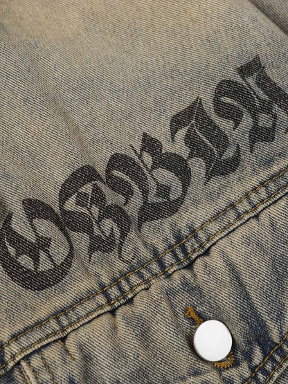 Jaqueta Washed Vintage Letter