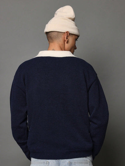 Suéter Polo de Malha Universitária