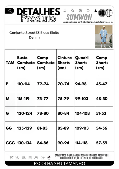 Conjunto StreetEZ Blues Efeito Denim