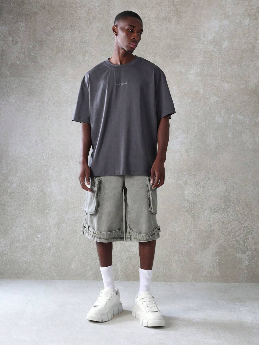 Shorts Cargo Tático Denim