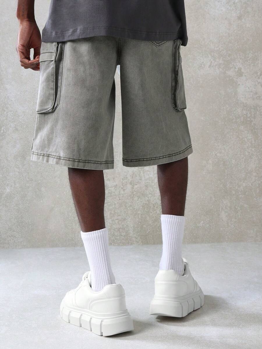 Shorts Cargo Tático Denim