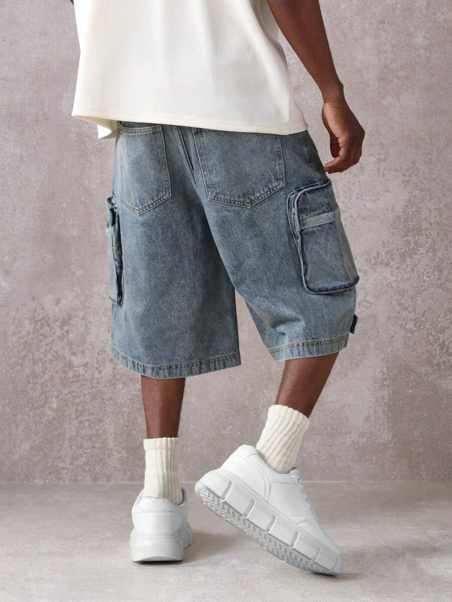 Shorts Cargo Tático Denim