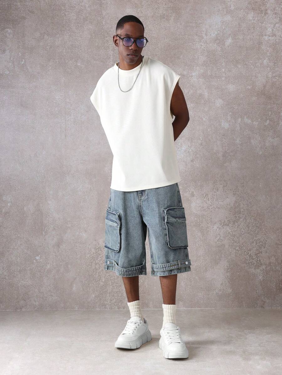 Shorts Cargo Tático Denim