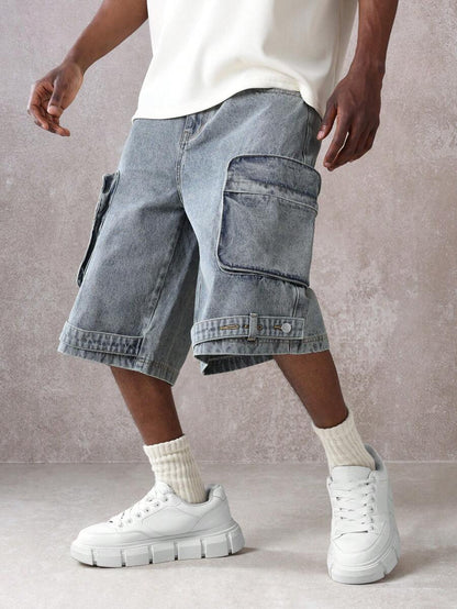 Shorts Cargo Tático Denim