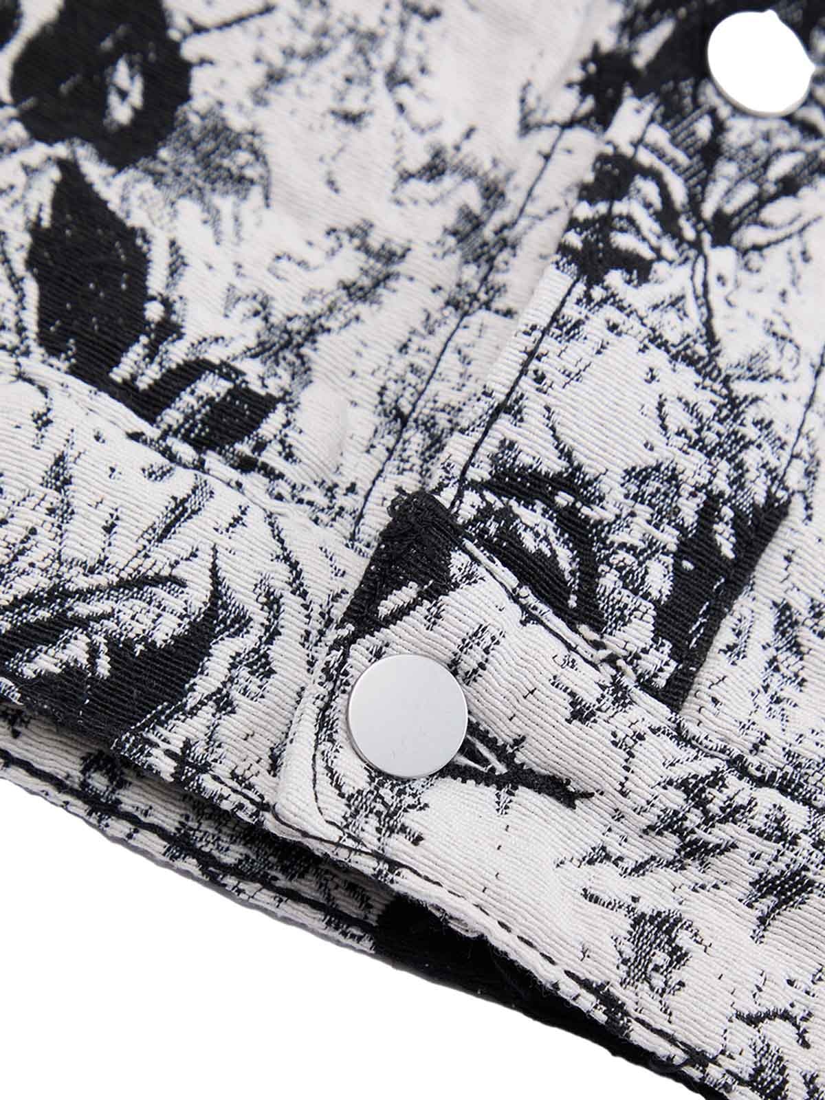 Jaqueta Black And White Contrast Floral