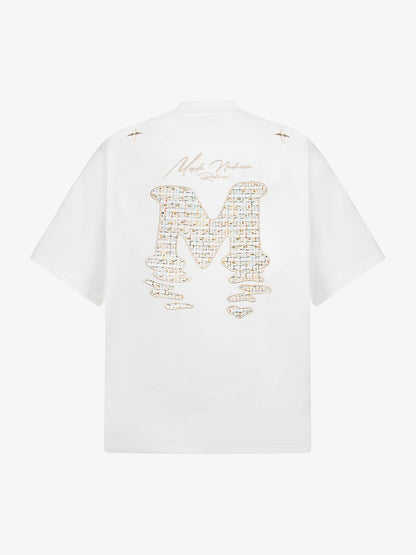 Vintage Patchwork Embroidered Letter T-shirt