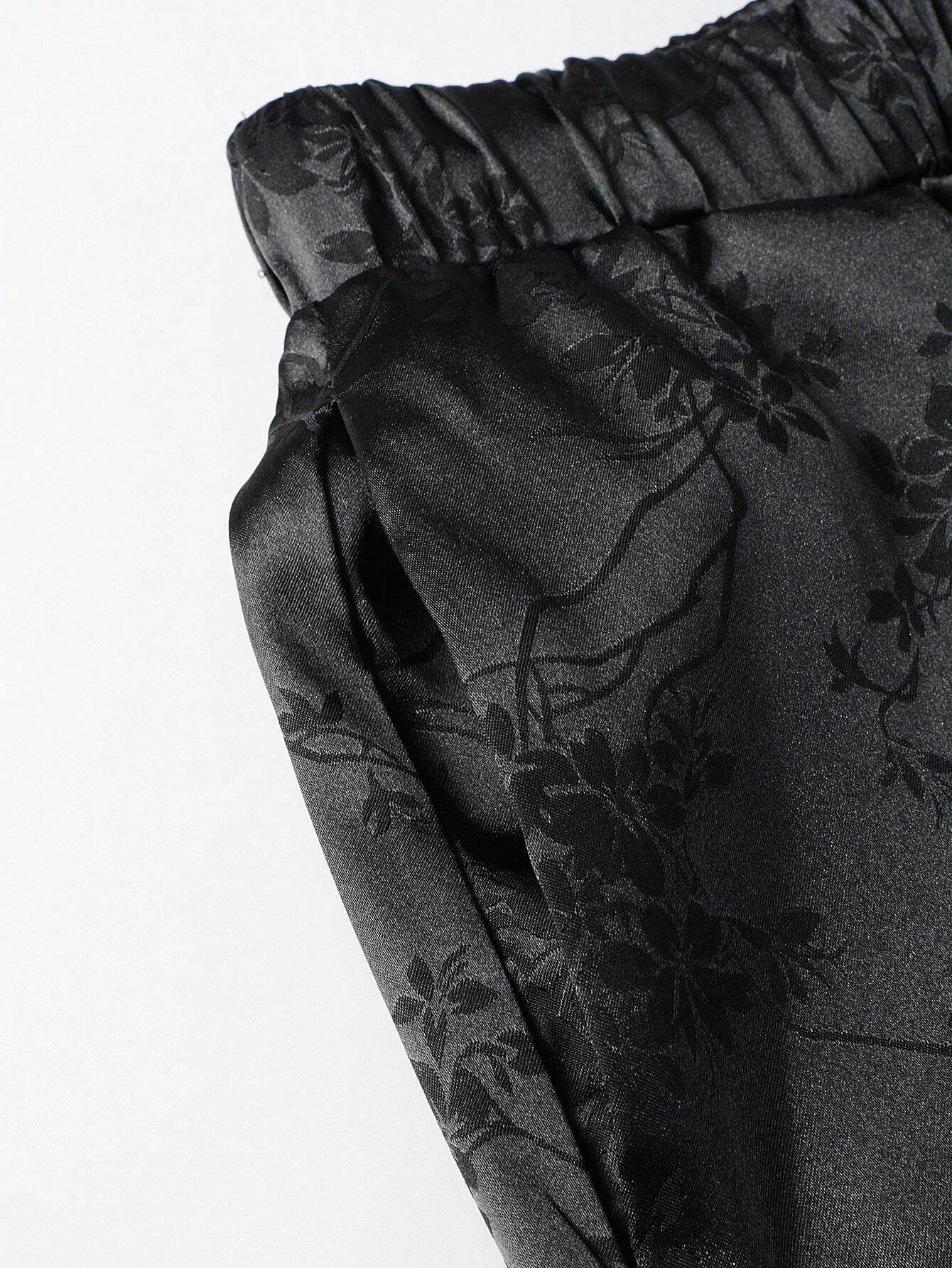 Conjunto Hypemode Camisa e Shorts Estampa Floral Jacquard