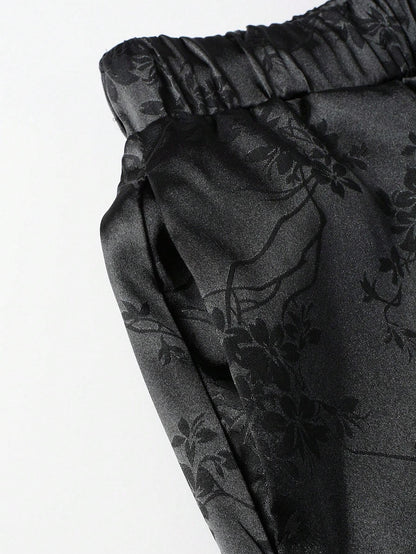 Conjunto Hypemode Camisa e Shorts Estampa Floral Jacquard