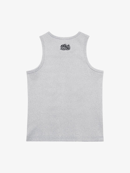 Gothic Lettering Embroidered Ribbed Vest