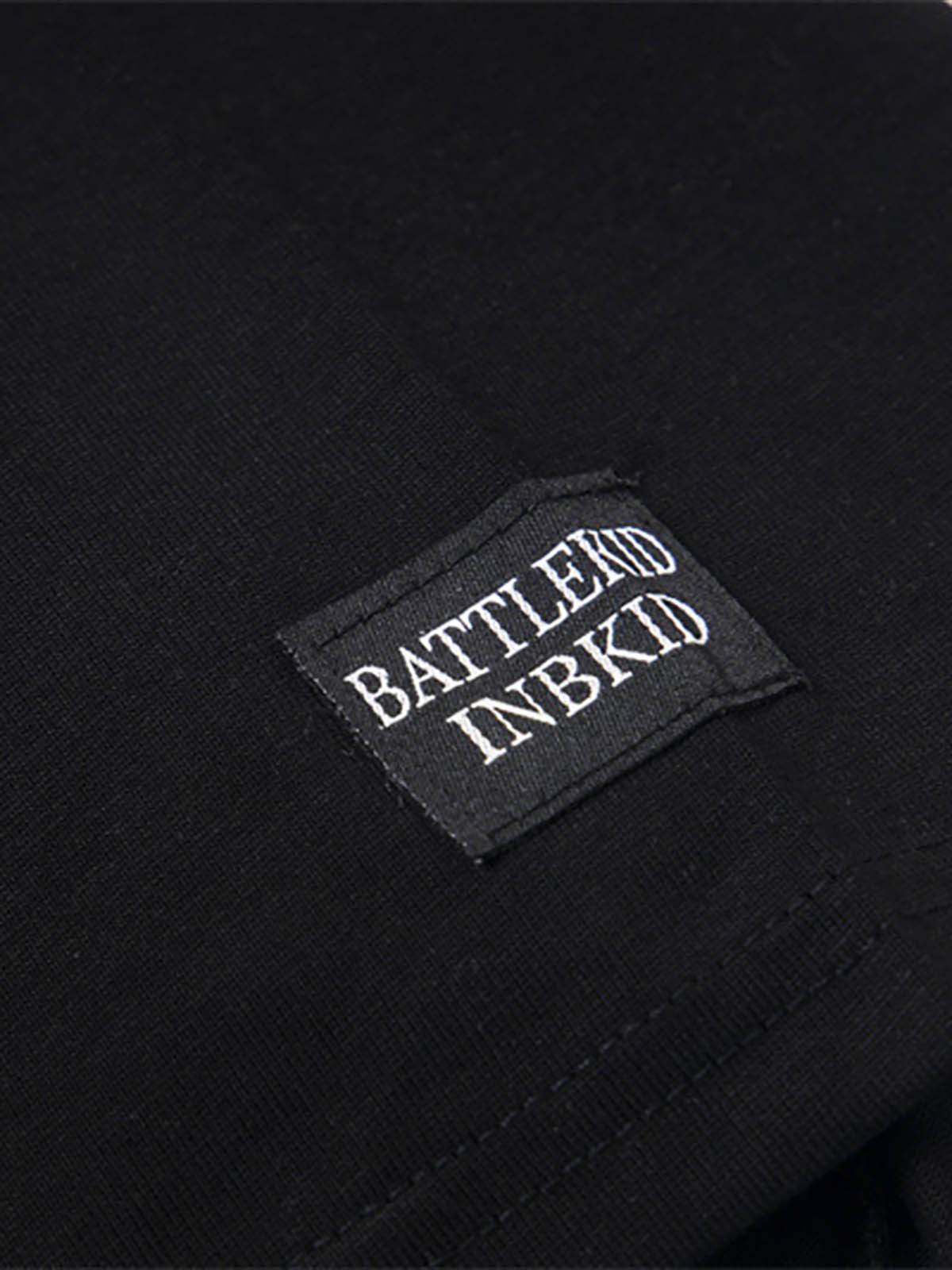 Detachable Badge Hooded Plaid Cape T-shirt