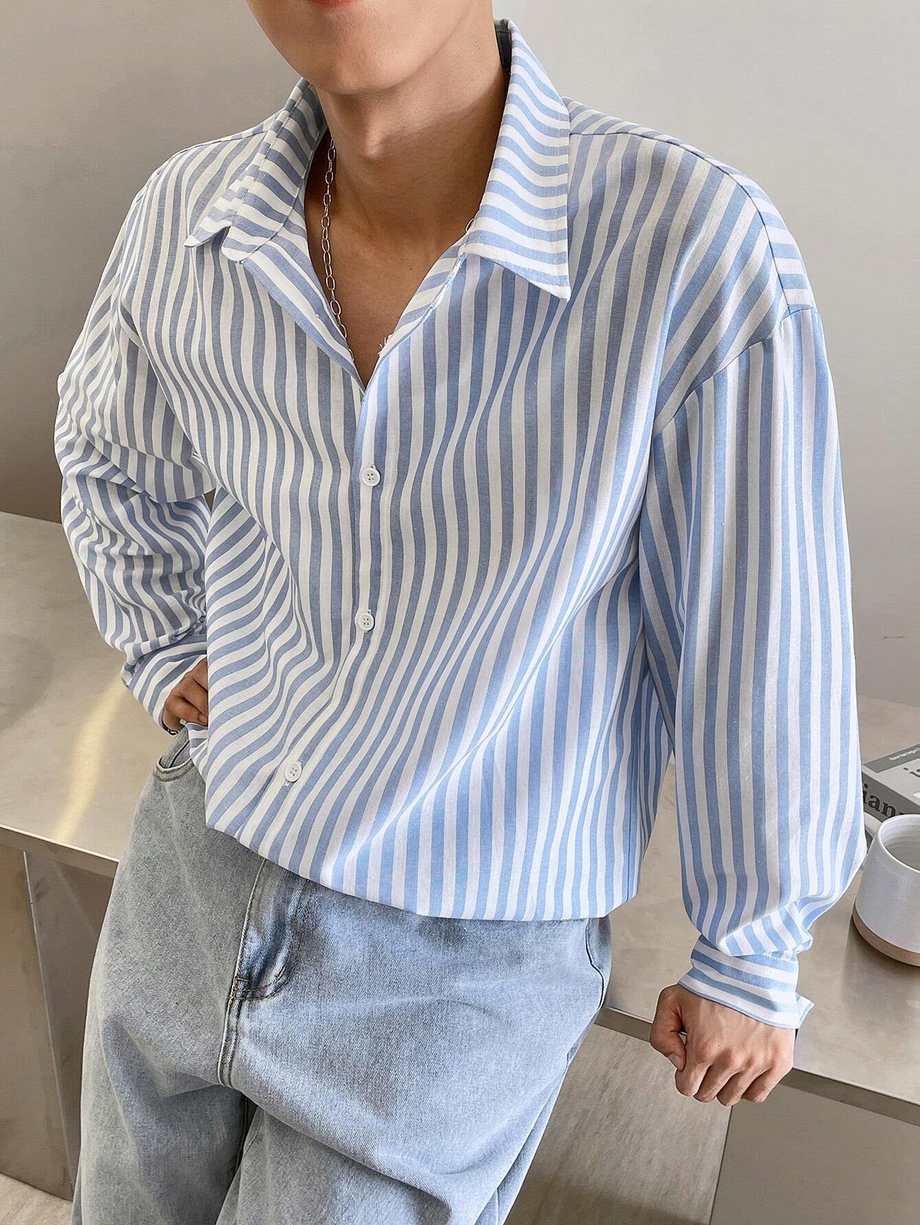 Camisa Joysei Social de Manga Longa Listrada