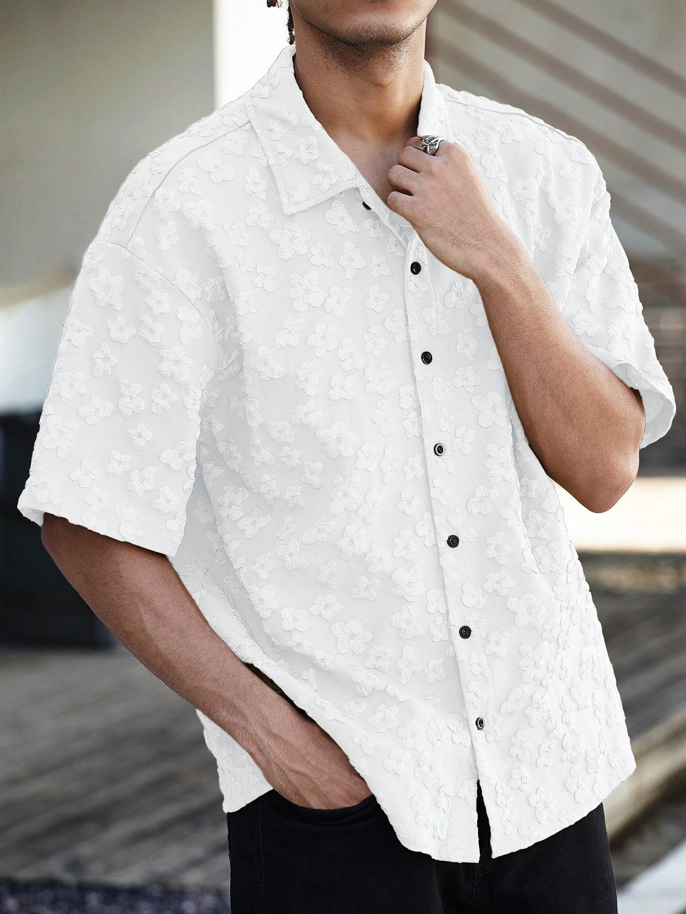 Camisa Floeyr de Manga Curta Jacquard