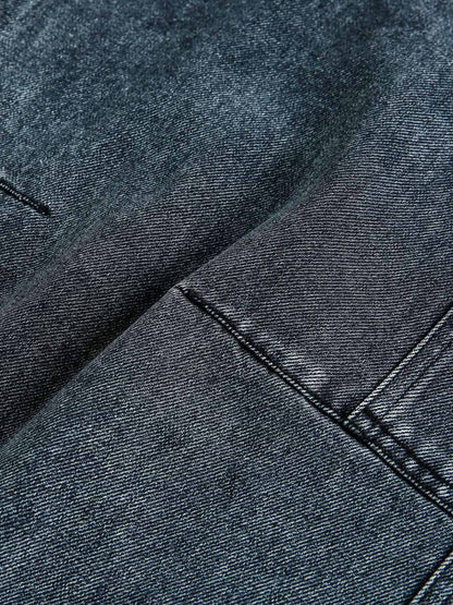 Washed Dirty Dyed Pleated  Barrel Jeans