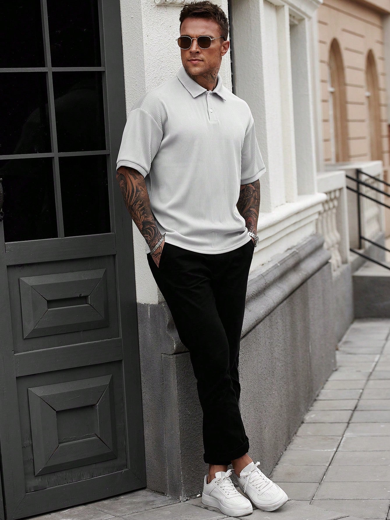 Camisa CasualCool Polo Curta de Abotoamento