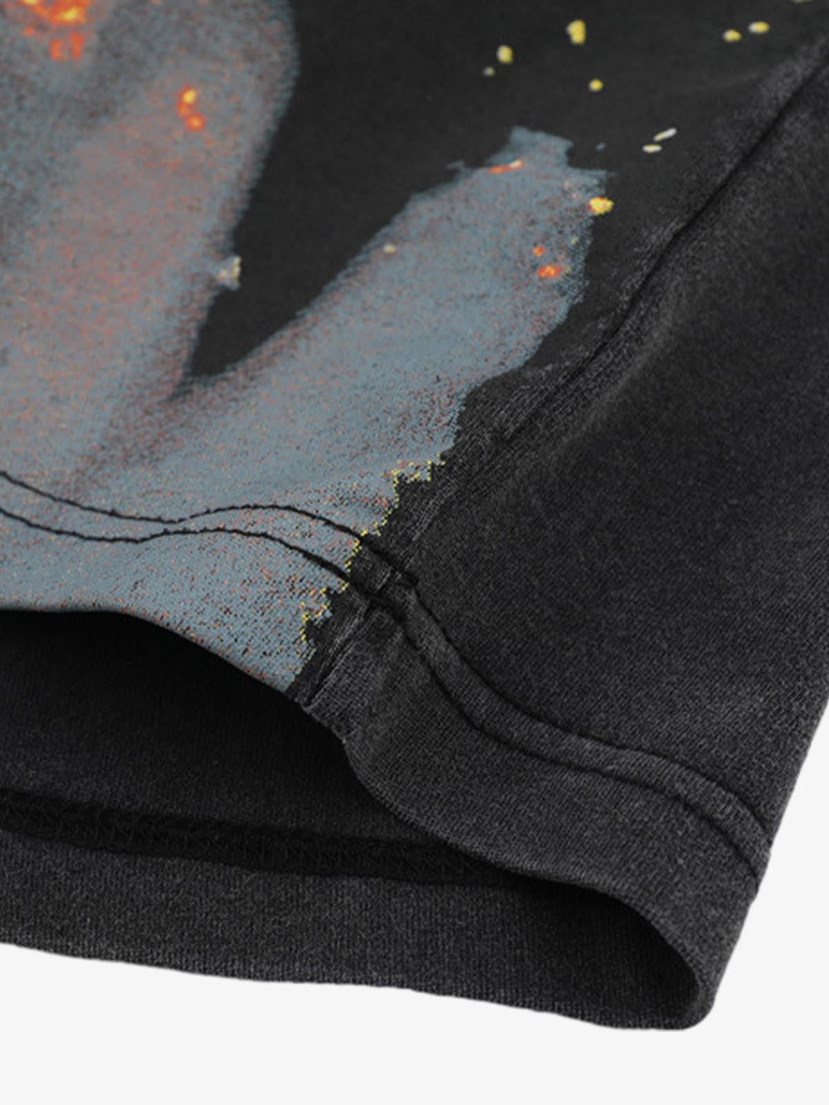 Rock Flame Mountain Cashew Flower Print T-shirt