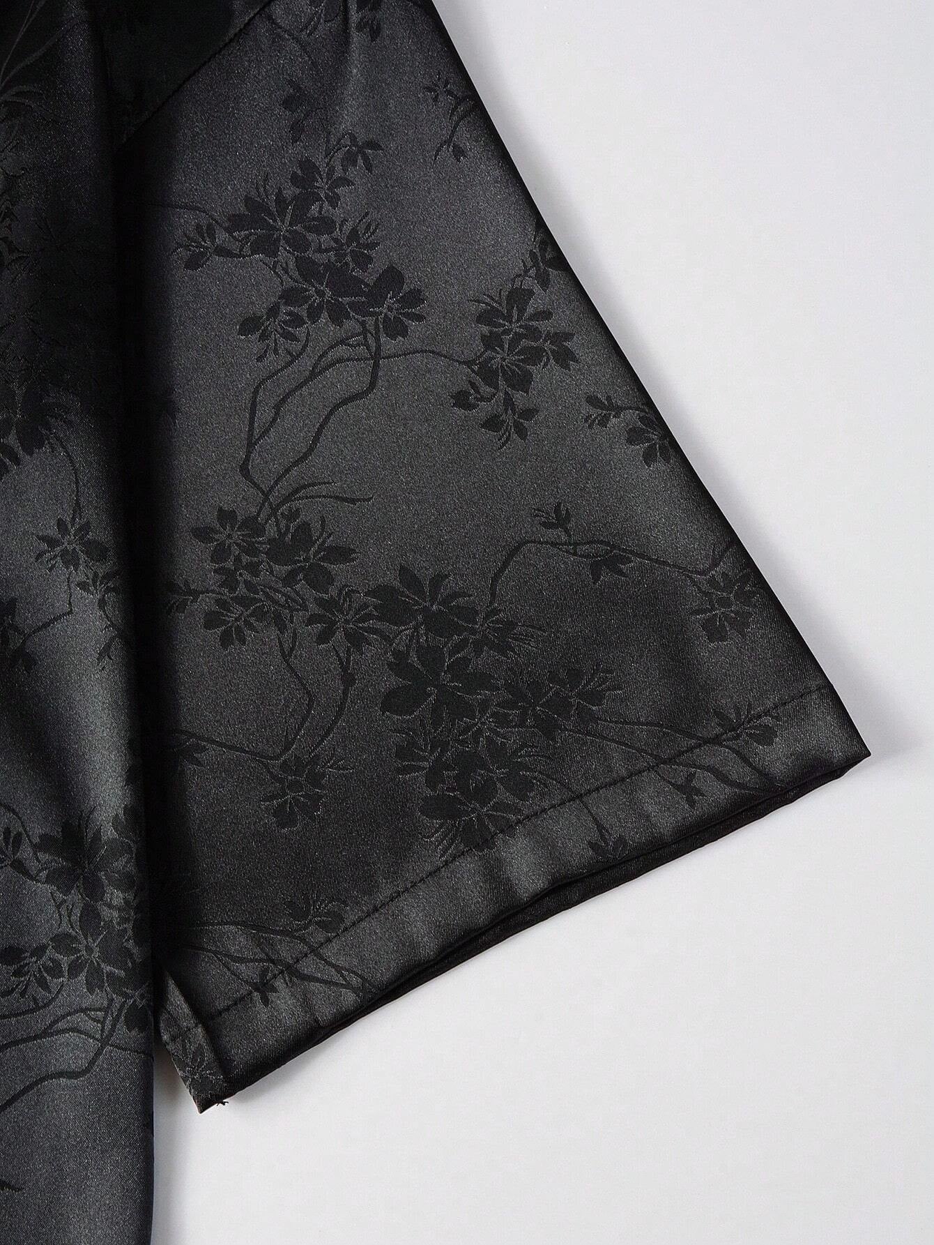 Conjunto Hypemode Camisa e Shorts Estampa Floral Jacquard