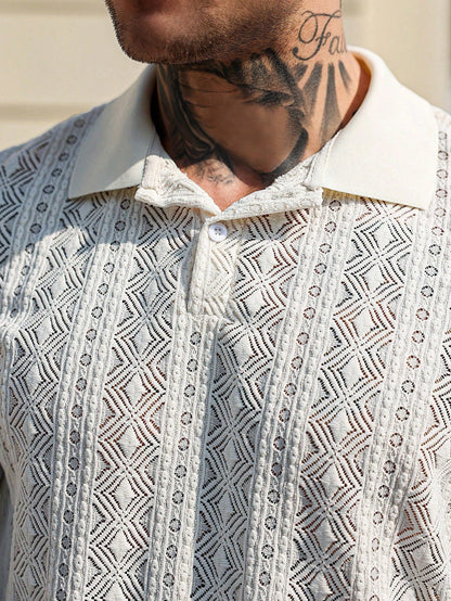 Camisa Polo Casual Geométrica Confort