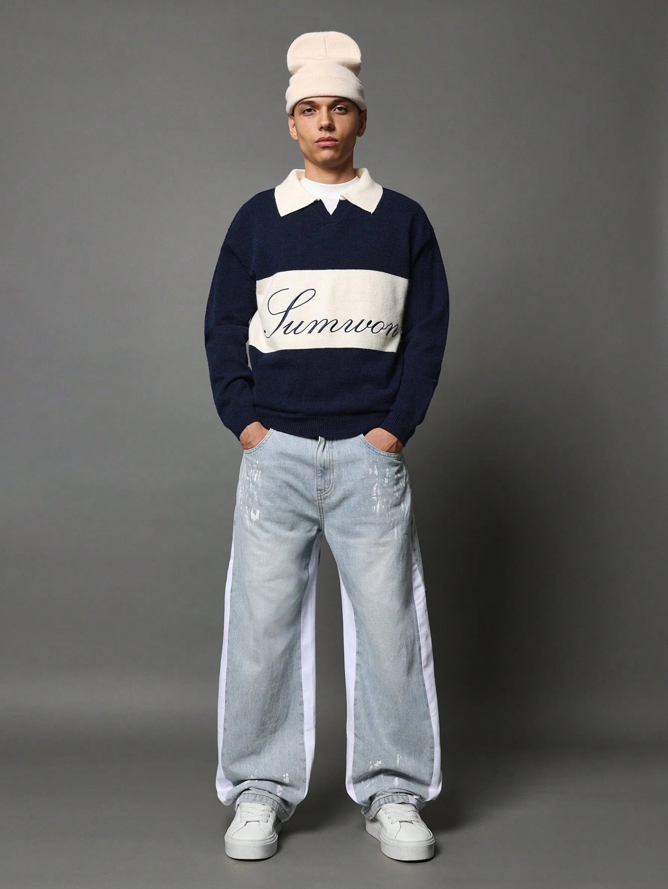 Suéter Polo de Malha Universitária