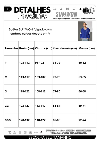 Suéter SMWN folgado com ombros caídos decote em V