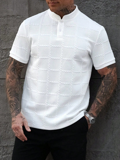 Camisa CasualCool Polo de Cor Sólida com Gola Padre