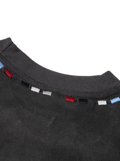 Embroidered Neckline Oversized T-Shirt