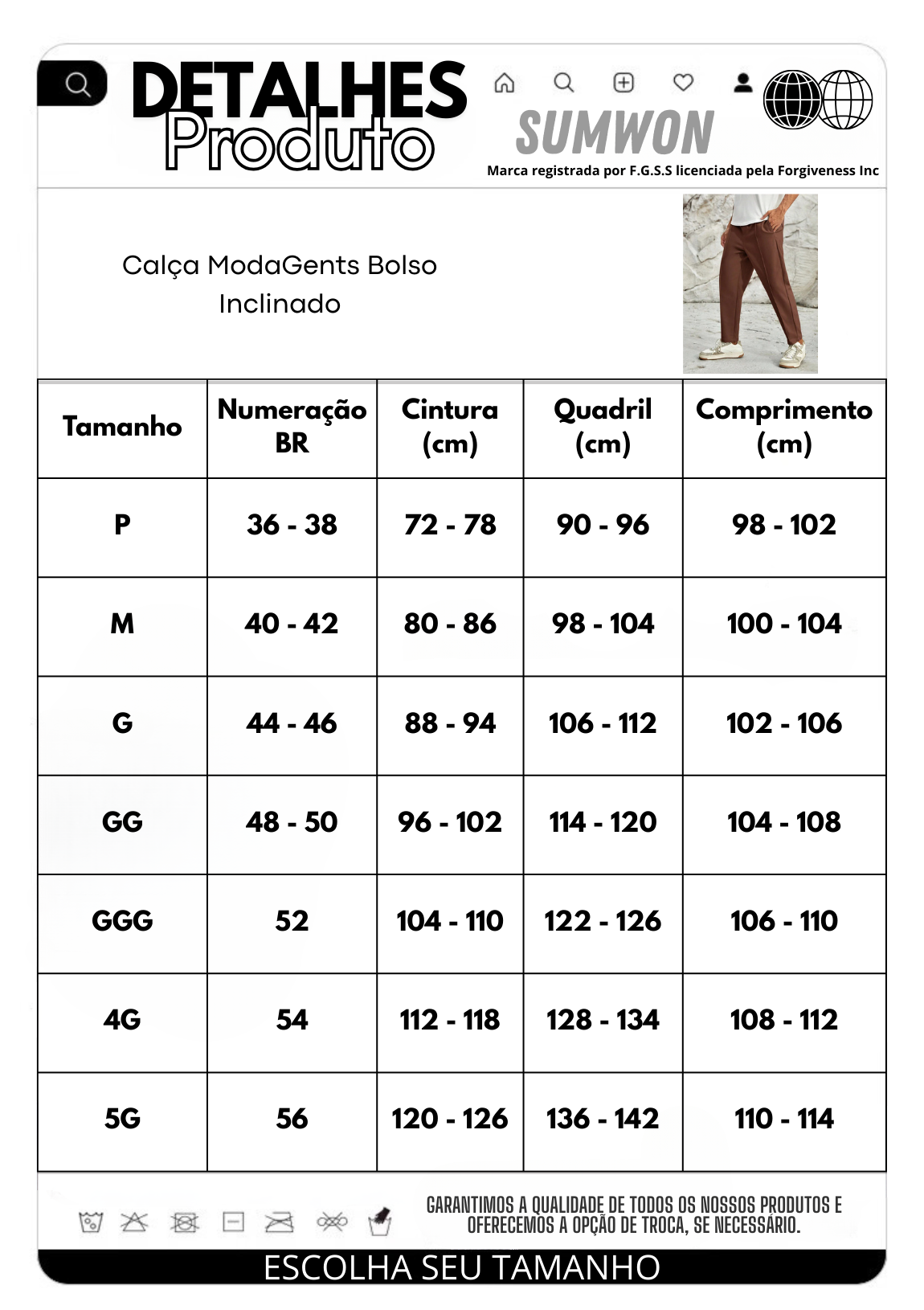 Calça ModaGents Bolso Inclinado