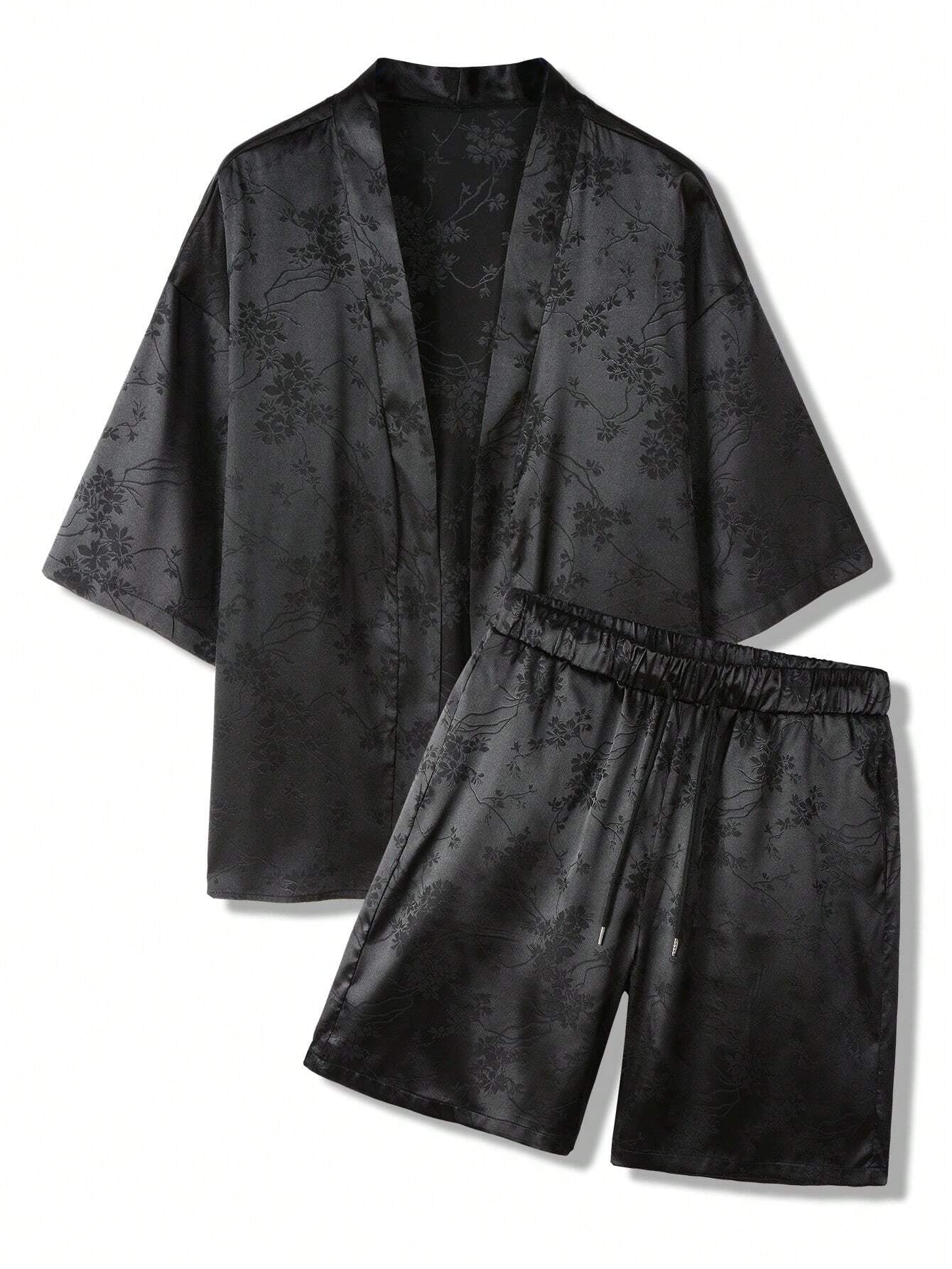 Conjunto Hypemode Camisa e Shorts Estampa Floral Jacquard