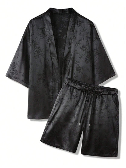 Conjunto Hypemode Camisa e Shorts Estampa Floral Jacquard