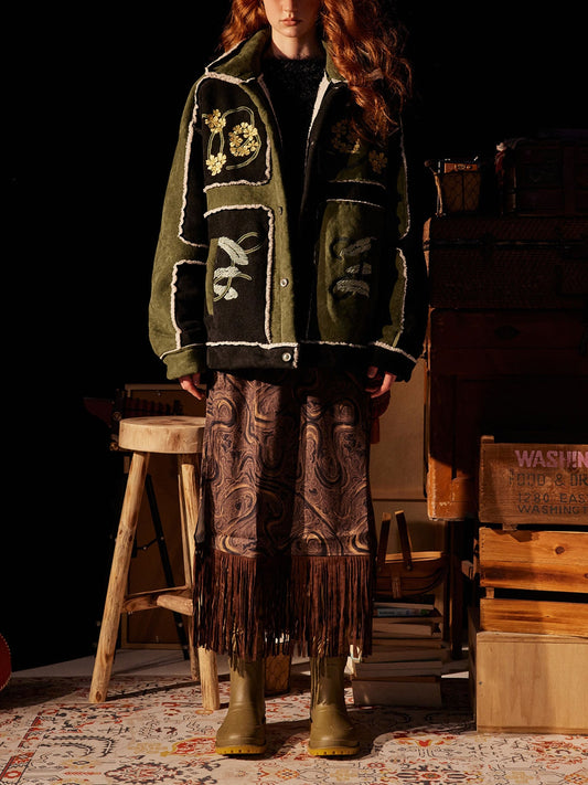 Jaqueta Floral Suede Fleece