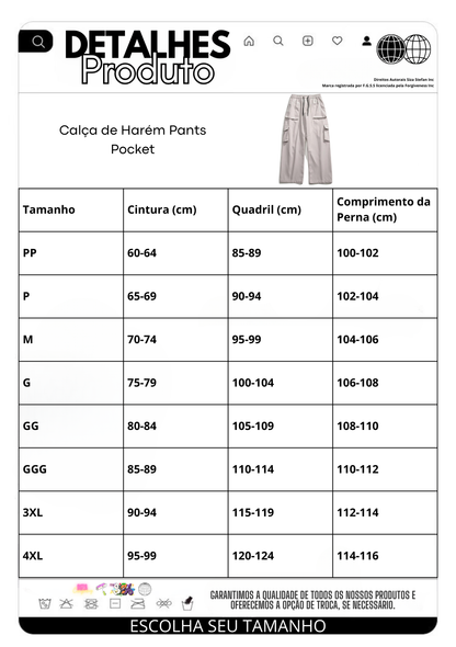 Calça de Harém Pants Pocket