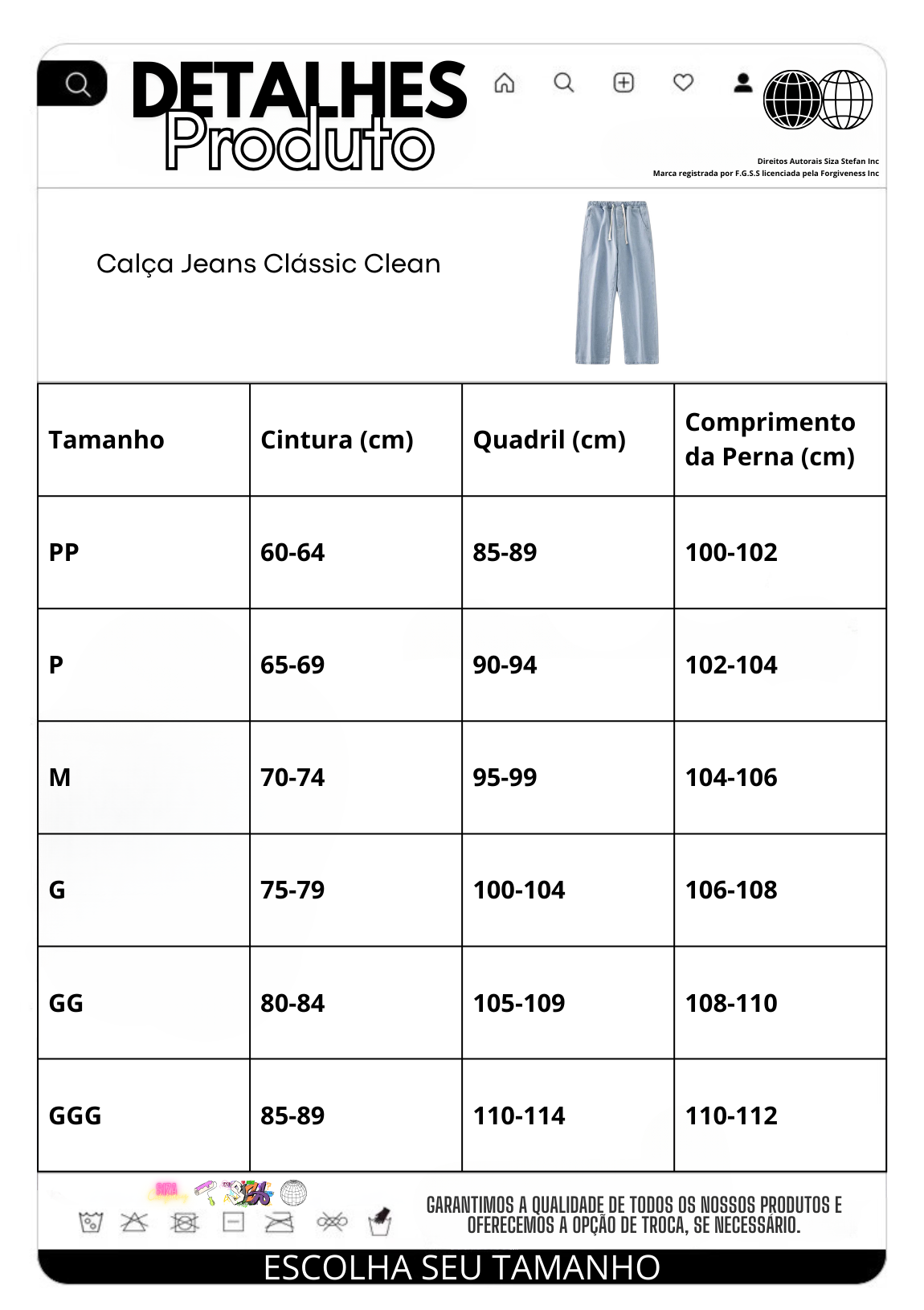 Calça Jeans Clássic Clean