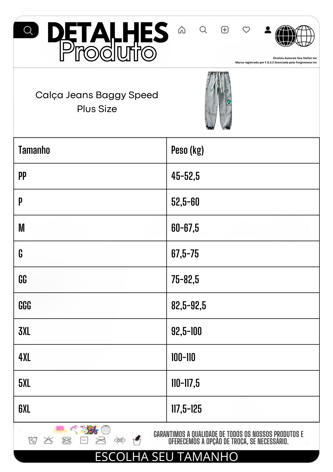 Calça Jeans Baggy Speed Plus Size