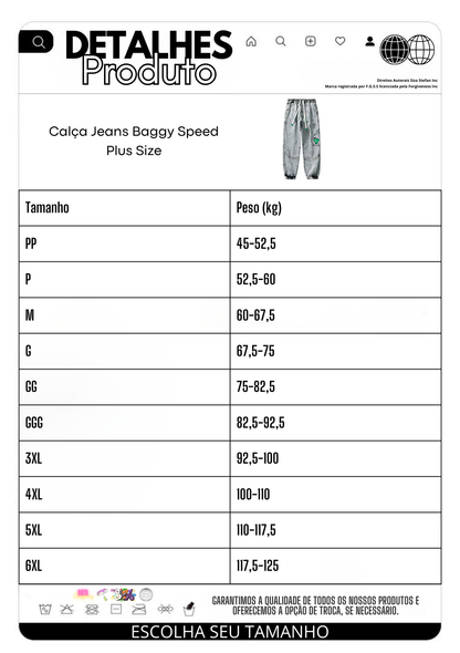 Calça Jeans Baggy Speed Plus Size