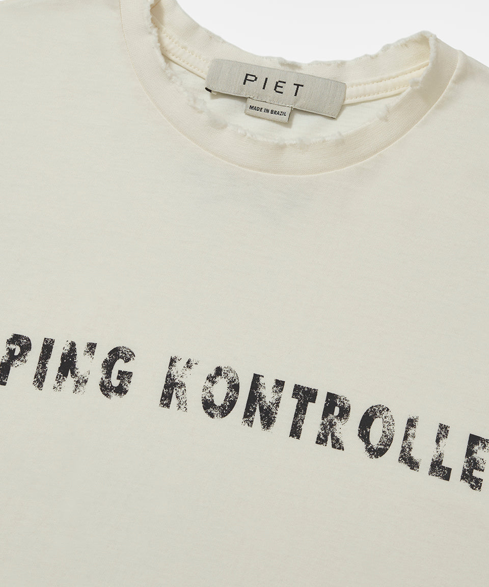 Dopping Kontrolle Raw Edge T-shirt Bone White