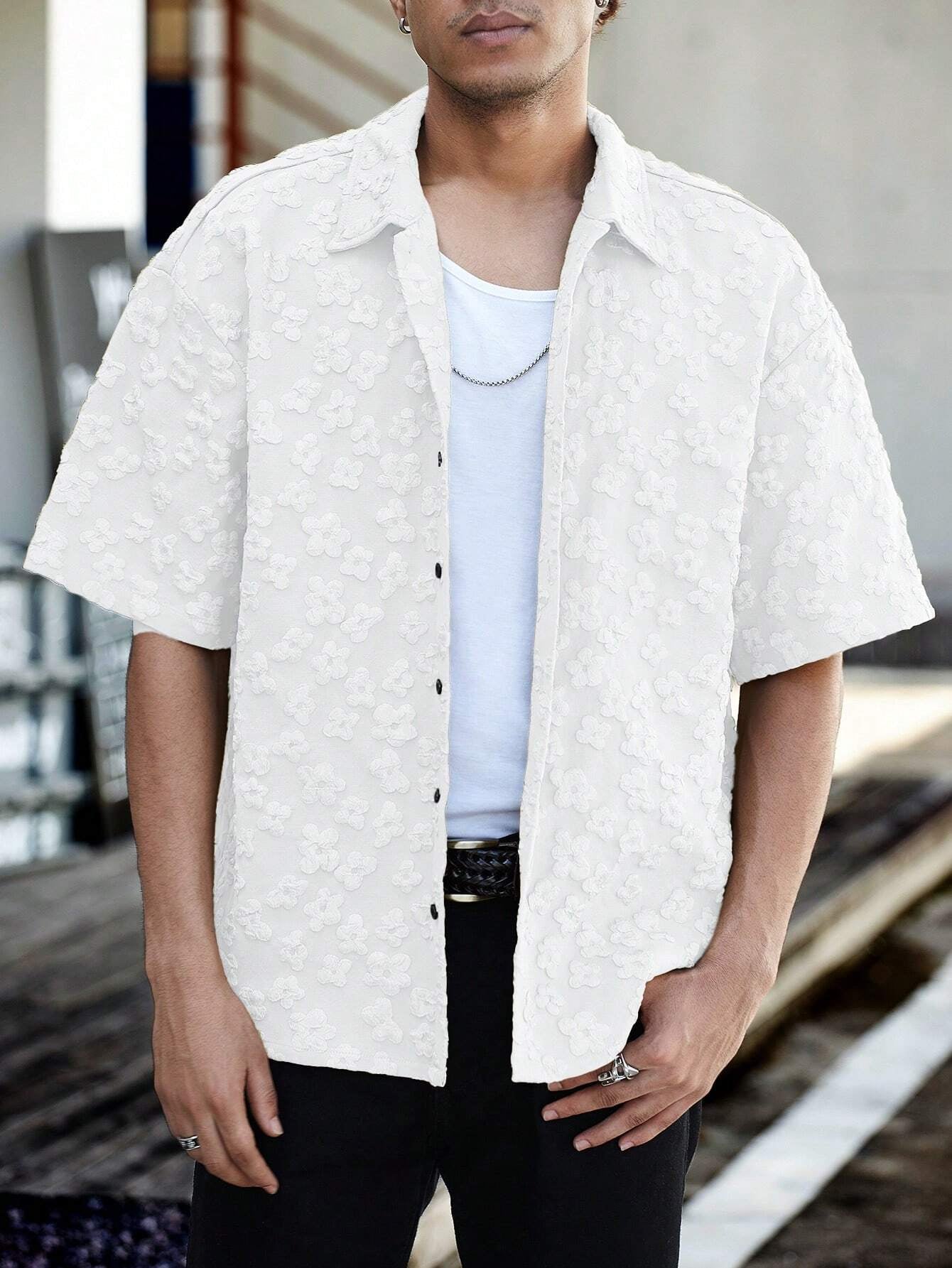 Camisa Floeyr de Manga Curta Jacquard