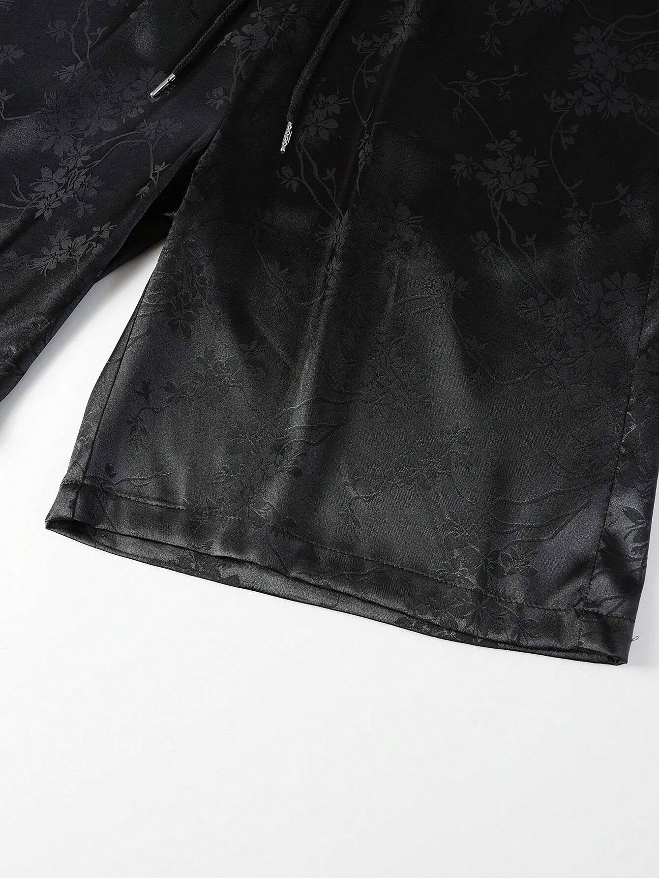 Conjunto Hypemode Camisa e Shorts Estampa Floral Jacquard