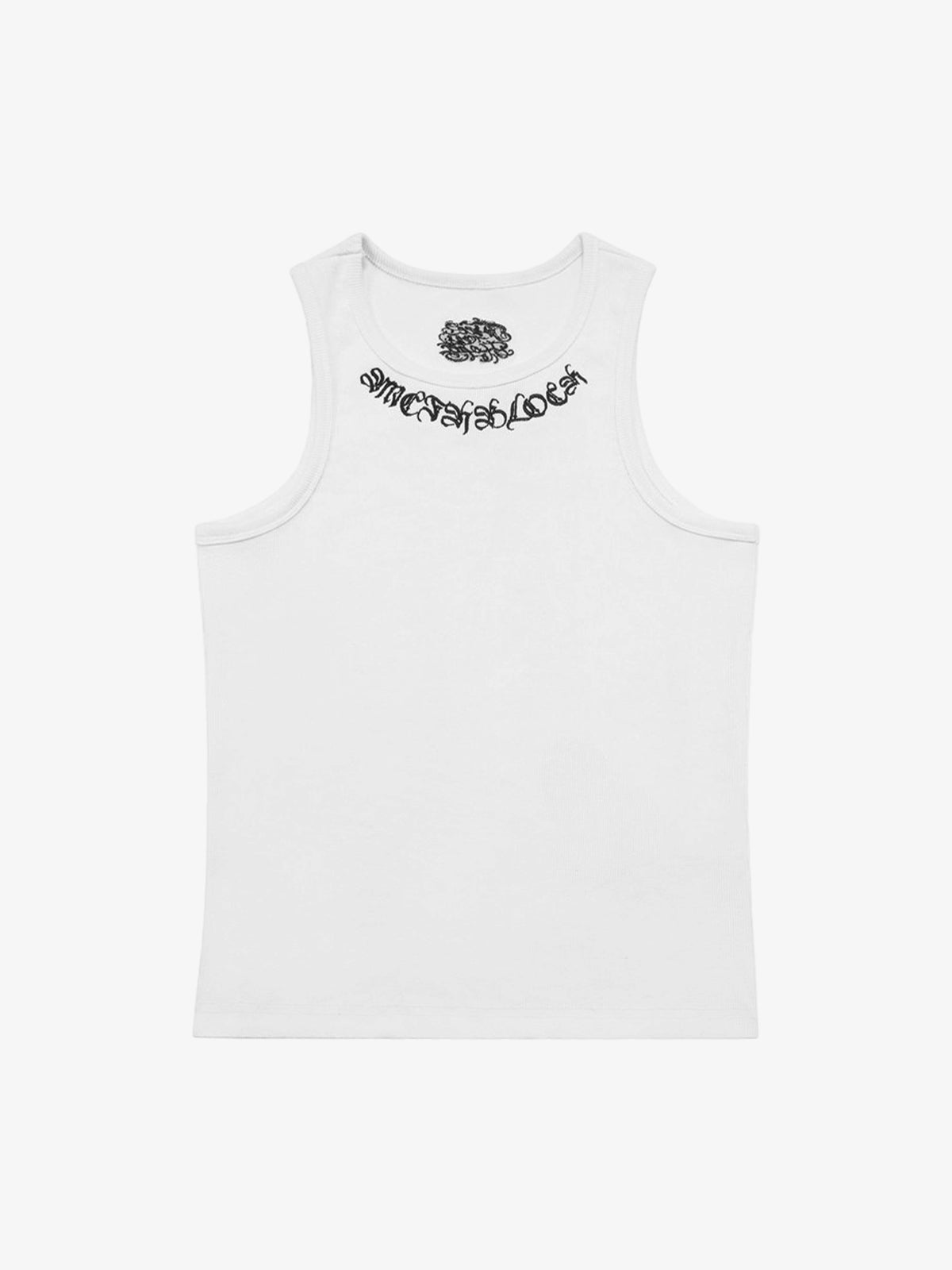 Gothic Lettering Embroidered Ribbed Vest