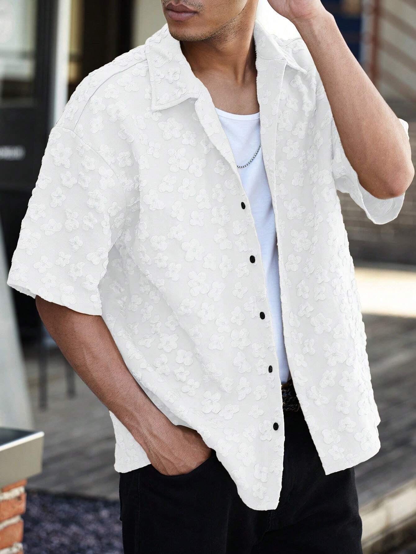 Camisa Floeyr de Manga Curta Jacquard