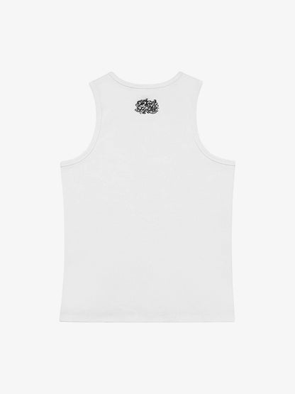 Gothic Lettering Embroidered Ribbed Vest