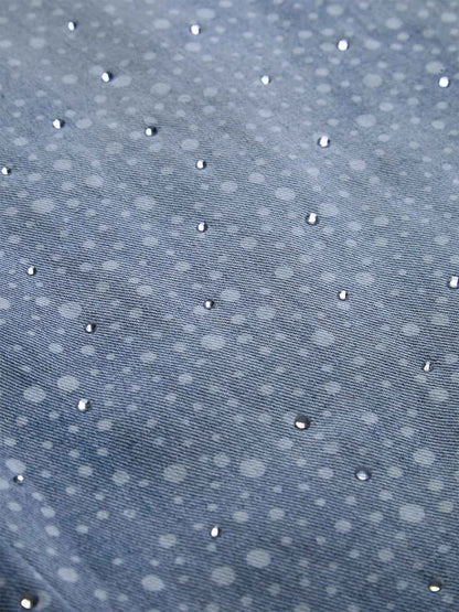 Calça Ink Splashed Hotfix Rhinestone Baggy Jeans