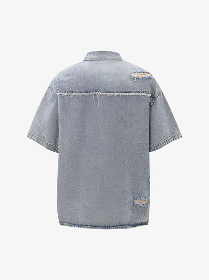 Distressed Ripped Denim Suit - 2460