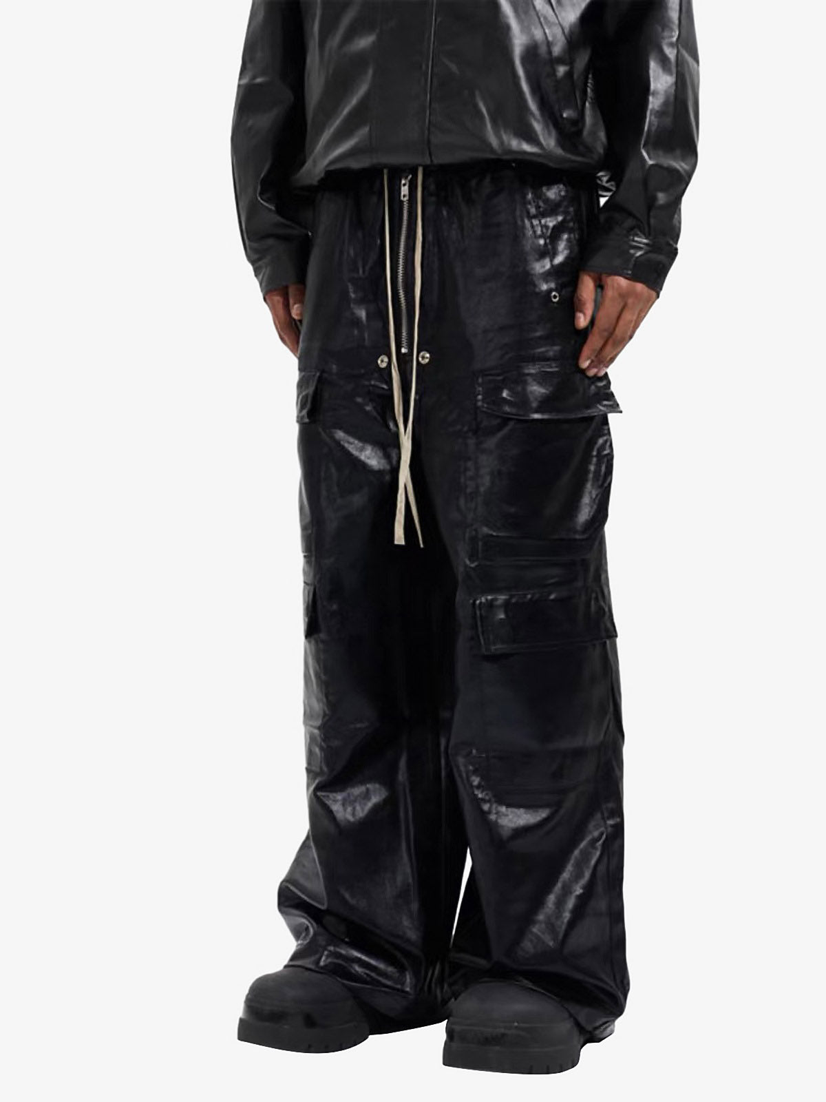 RO-style multi-pocket matte coated overalls - 2094