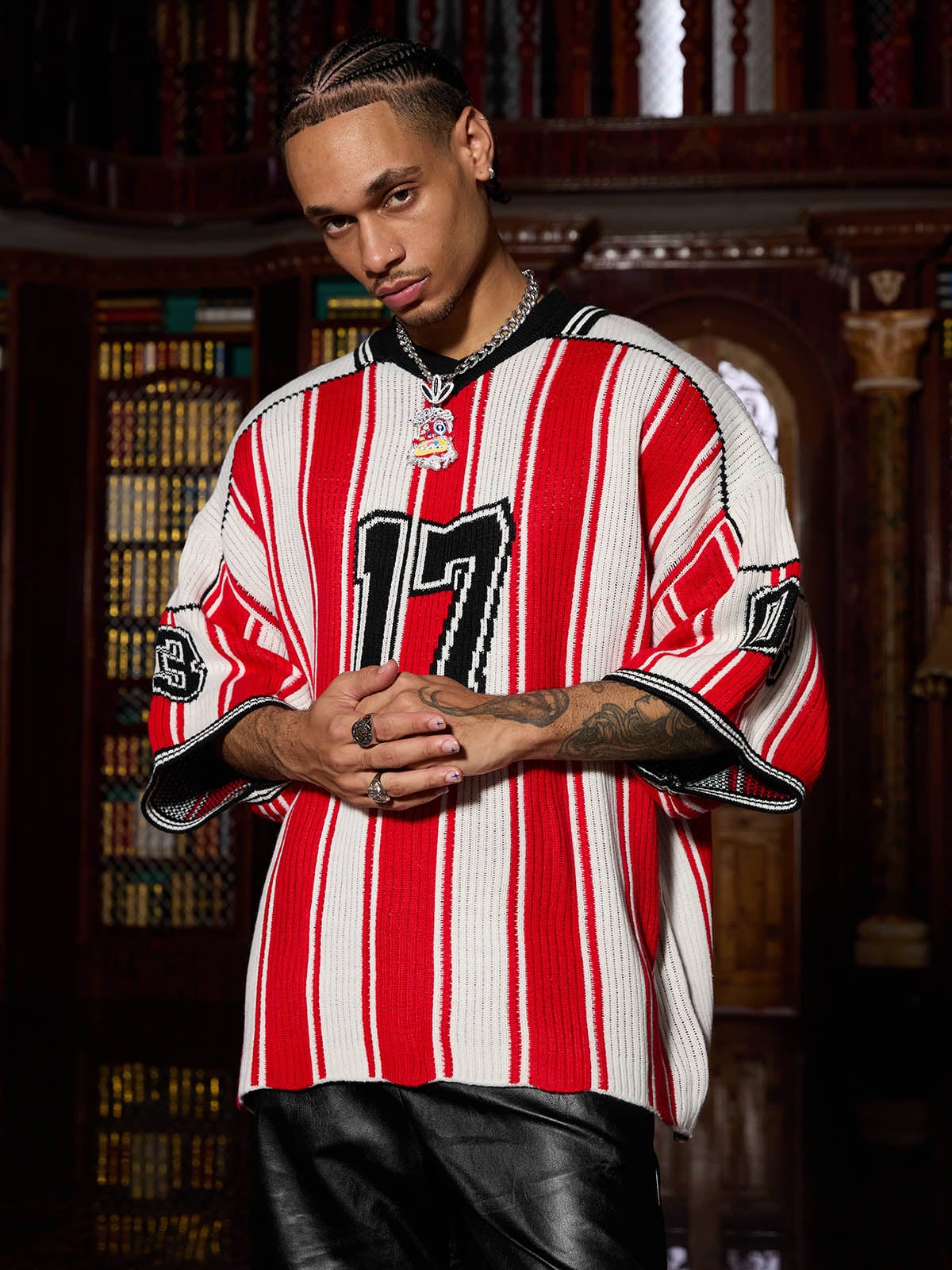 Camiseta Oversized Vintage Striped Baseball sleeved