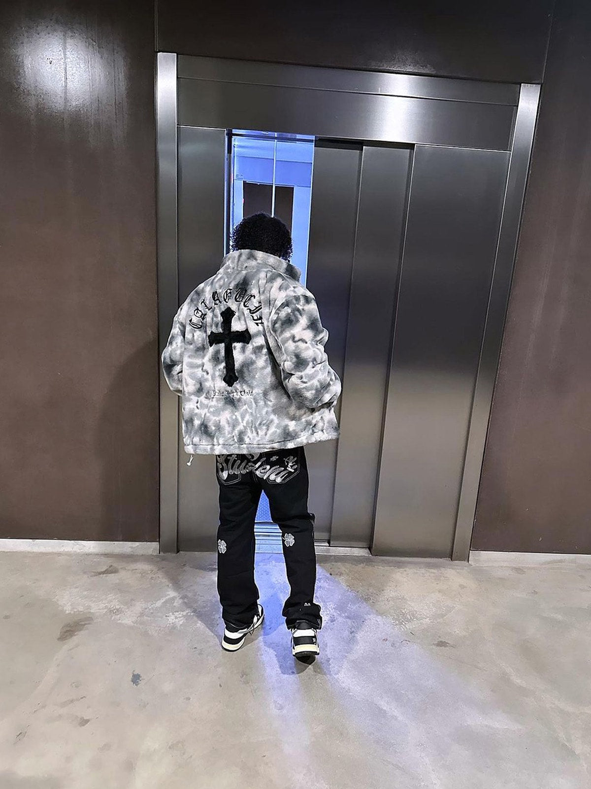 Jaqueta Heavy-Duty Faux Lambswool Tie-Dye Urban